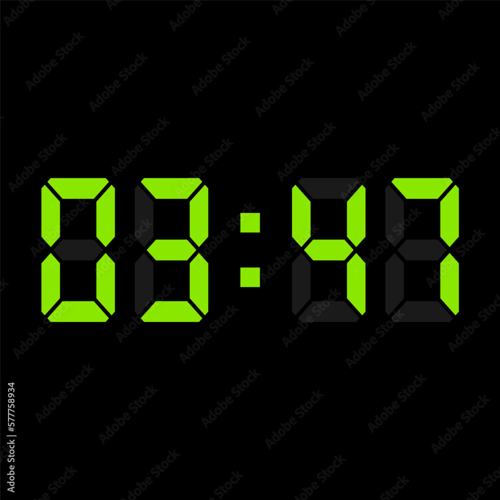Digital clock vector illustration, time icon Digital clock vector illustration, time icon