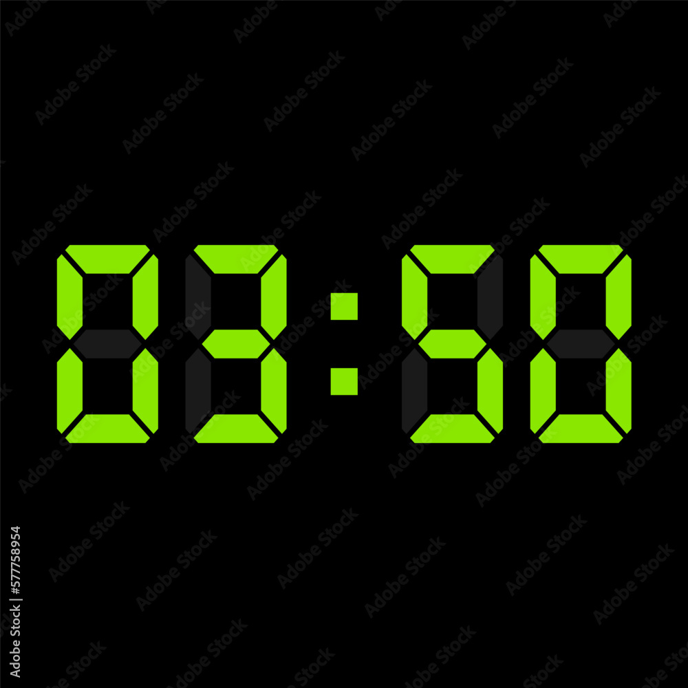 Digital clock vector illustration, time icon Digital clock vector illustration, time icon