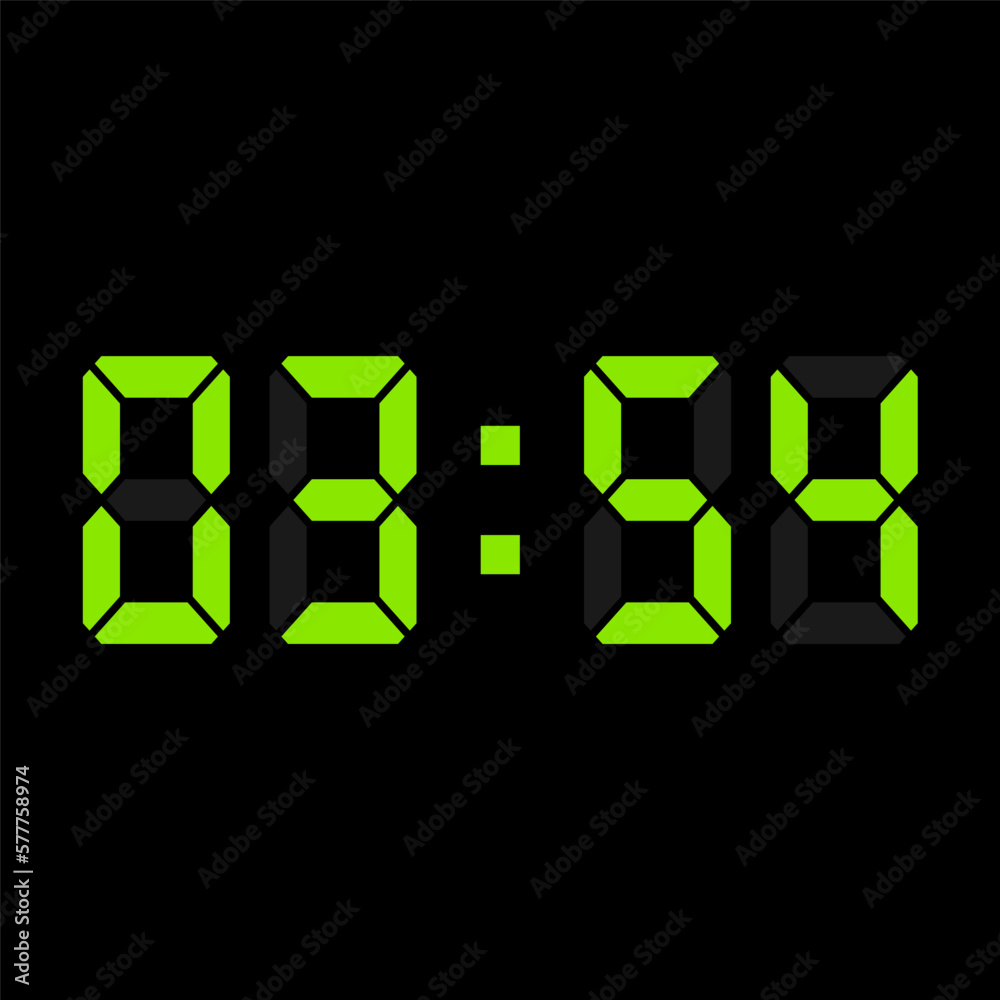 Digital clock vector illustration, time icon Digital clock vector illustration, time icon