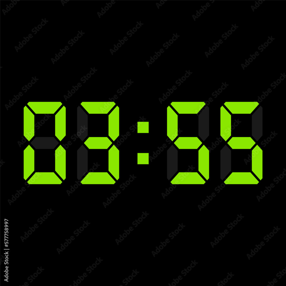 Digital clock vector illustration, time icon Digital clock vector illustration, time icon