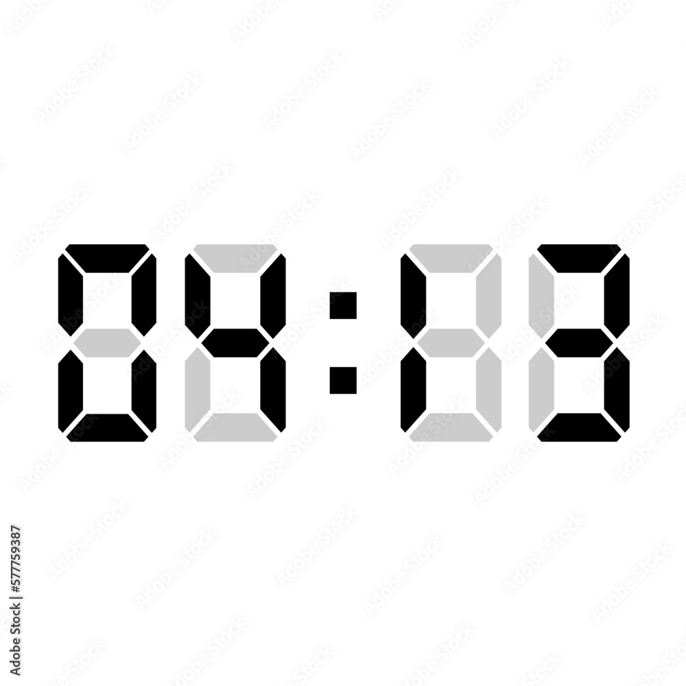 Digital clock vector illustration, time icon Digital clock vector illustration, time icon