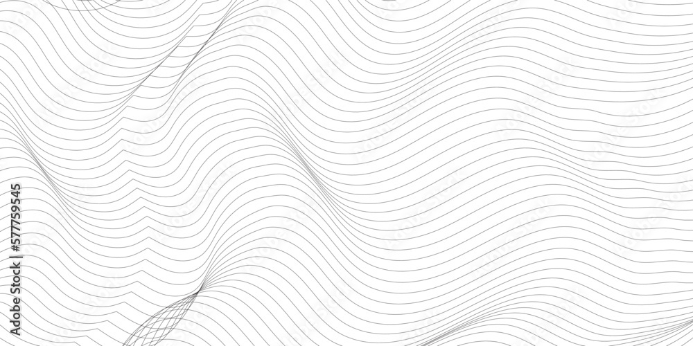 Abstract wavy gray stream element for design on a white background isolated. You can use for Web, Desktop background, Wallpaper, Business banner, poster. Wave with lines created using blend tool.