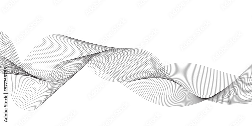 Abstract wavy grey stream element for design on transparent background isolated. Wavy white and grey lines background.