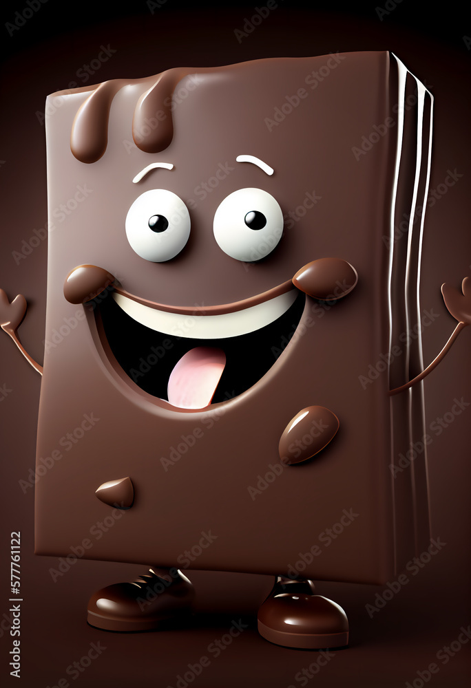 Funny Milk Chocolate Cartoon Character, Ai Generated, Generative Ai 