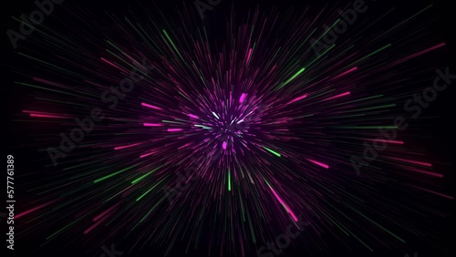 Amazing, beautiful and neon lines move endlessly toward the viewer. An explosion of colorful and monochromatic neon parts and their movement toward the camera. Lots of lines flying forward. 2D lines