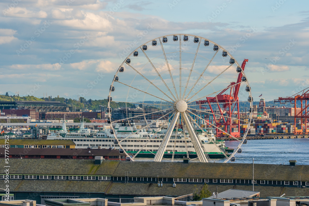 Downtown Seattle, Pier 66. Highway near  Ferris wheel