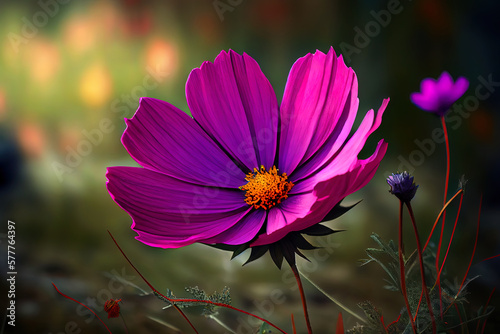 Cosmos flower in the field  nice color. Generative Ai