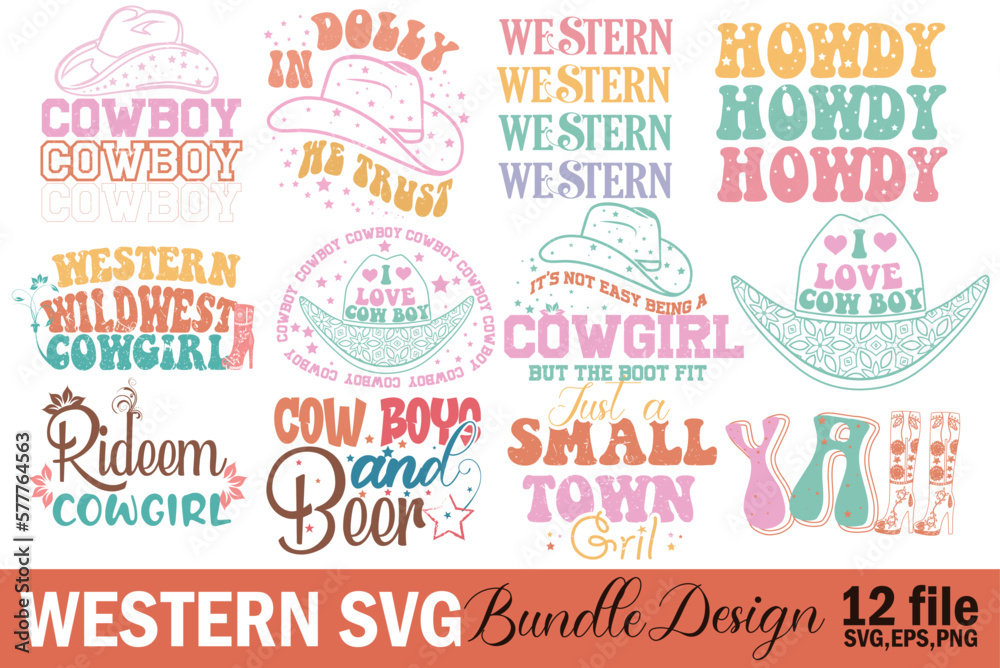 Western  Cowboy cowgirl Bundle Design 