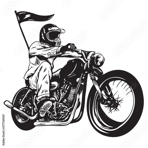Fotografering motorcycle ride chopper illustration for your brand t-shirt and more