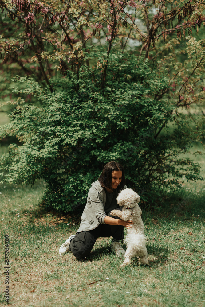 Playing with a dog Playing with a dog
