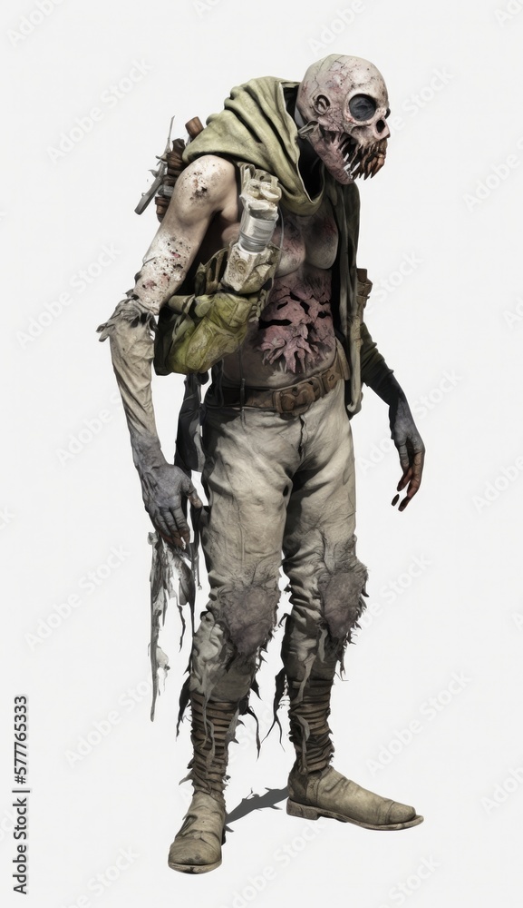 Wasteland radioactive mutant, post apocalypse creepy character