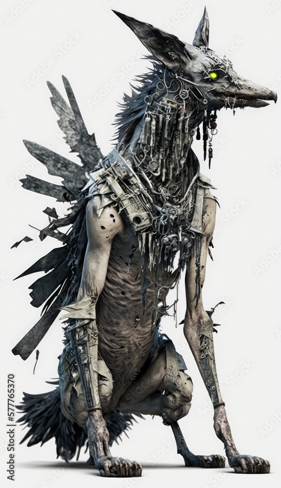 Fototapeta premium Wasteland radioactive mutant, post apocalypse creepy character