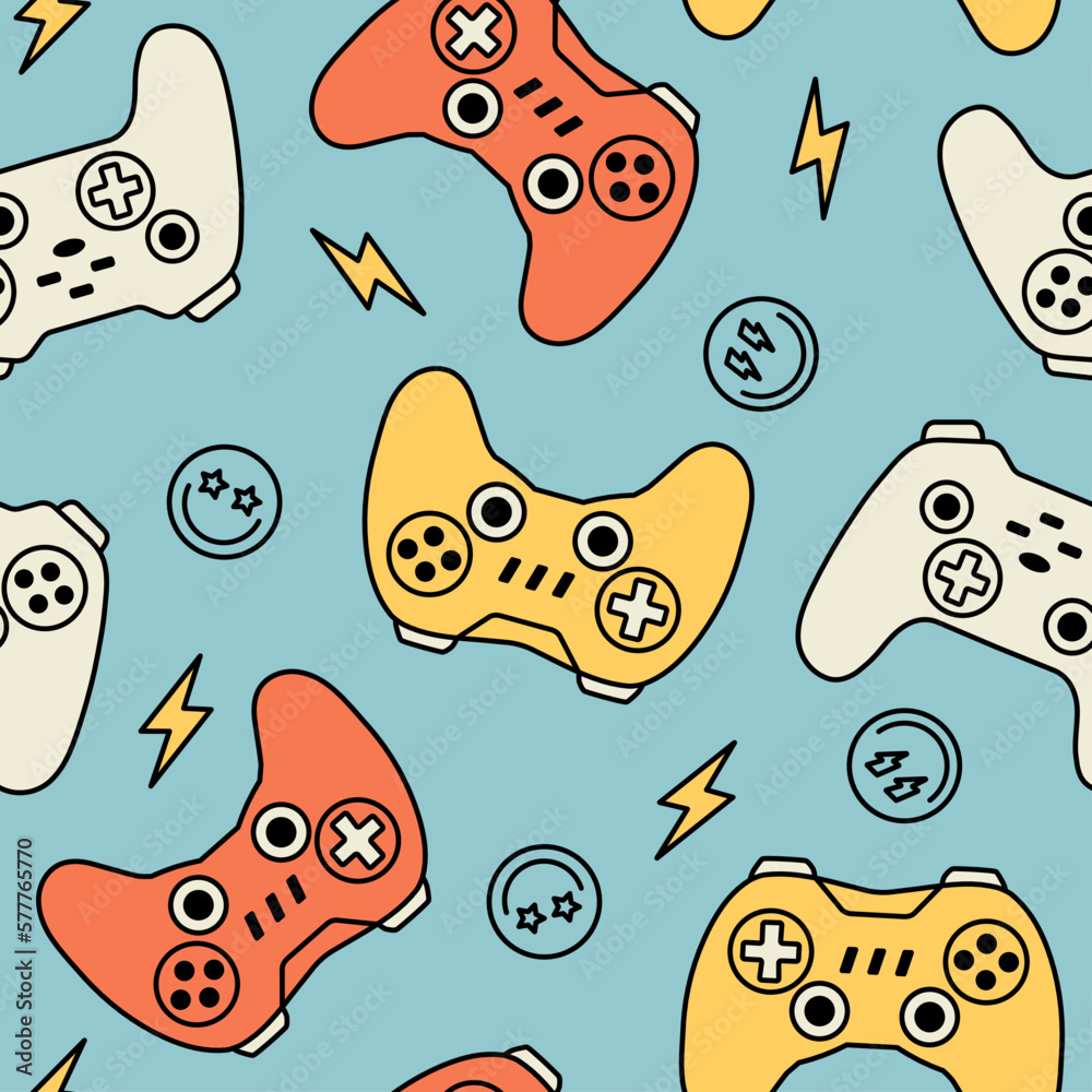 Vector gamer seamless pattern. Game controller digital download ...