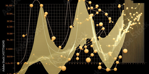 A Glowing yellow graph appears translucently against a transparent background - generative ai. photo