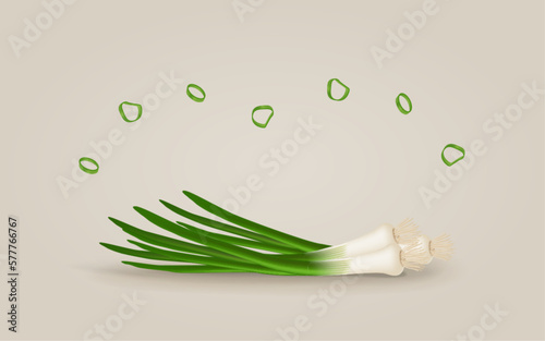 Green Onion Vector Food Composition 