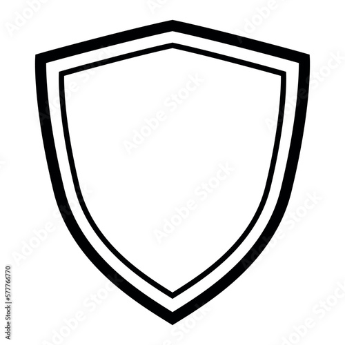 Black frame in the form of a protective shield, isolated on a white backgr