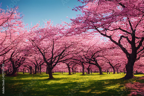blooming japanese cherry trees