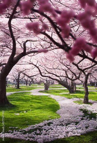 blooming japanese cherry trees