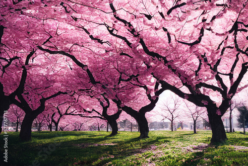 blooming japanese cherry trees