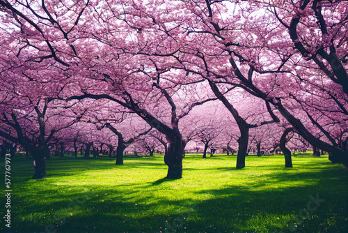blooming japanese cherry trees