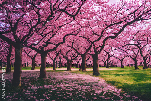 blooming japanese cherry trees