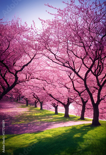 blooming japanese cherry trees