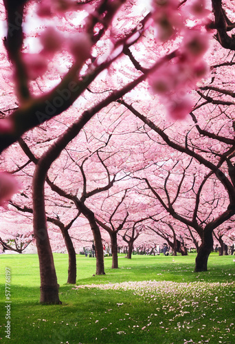 blooming japanese cherry trees