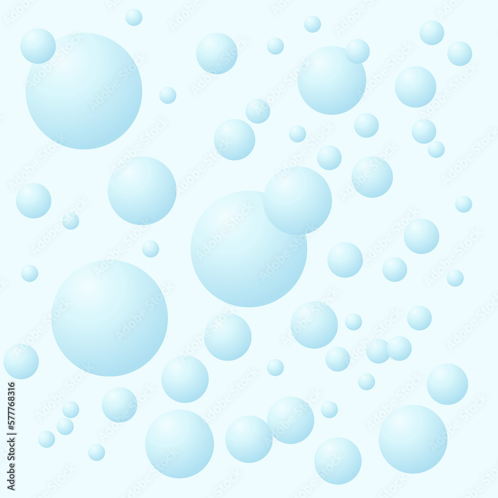 Blue balls, bubble, on blue background. Seamless pattern background. Vector illustration. Tablecloth, picnic mat, wrapper.