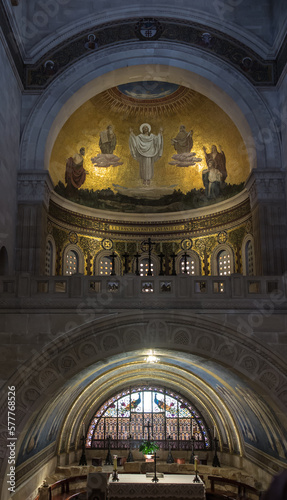 Mount Tabor. Israel. January 27, 2020: Interior of the Transfiguration Church on Mount Tabor
