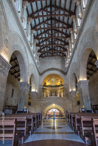 Mount Tabor. Israel. January 27, 2020: Interior of the Transfiguration Church on Mount Tabor
