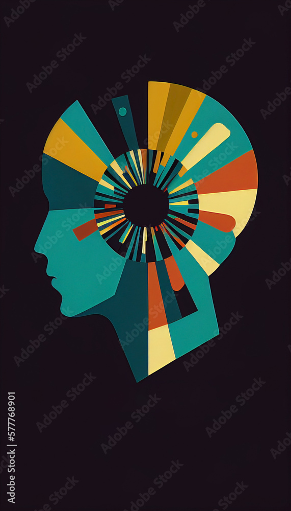 Ai generated. Silhouette of a person's head in profile. Minimalist ...