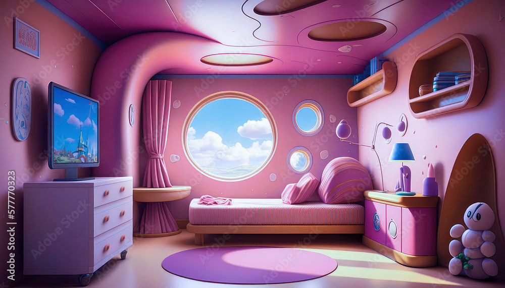 Pink Paradise Cartoon Pink Room Background Sweet Girly Cartoon