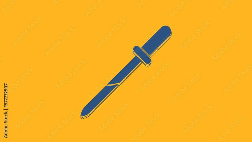 Blue Pipette icon isolated on orange background. Element of medical, chemistry lab equipment. Medicine symbol. 4K Video motion graphic animation Blue Pipette icon isolated on orange background. Element of medical, chemistry lab equipment. Medicine symbol. 4K Video motion graphic animation