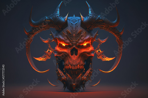 3d rendering of eye fire devil head (ai generated)