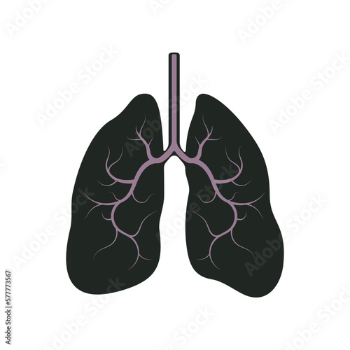 The Black Lungs of Man. Sick lungs. Smoker. Flat style.