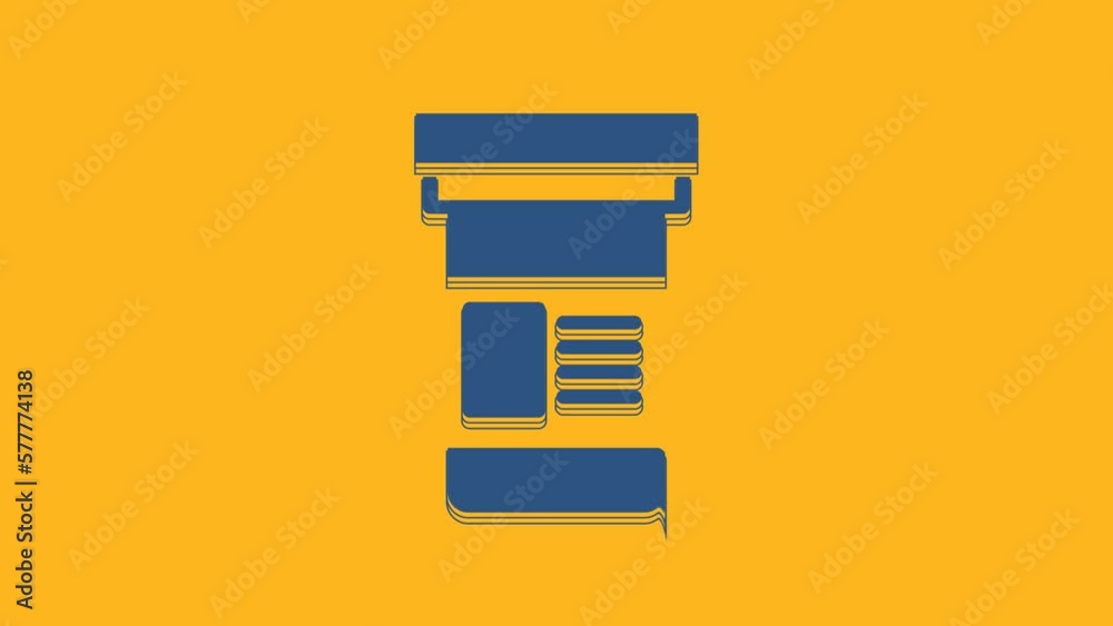 Blue Medicine bottle icon isolated on orange background. Bottle pill sign. Pharmacy design. 4K Video motion graphic animation Blue Medicine bottle icon isolated on orange background. Bottle pill sign. Pharmacy design. 4K Video motion graphic animation