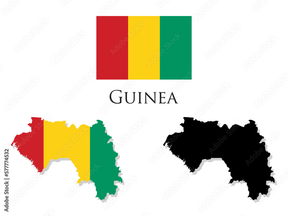 Obraz premium guinea map and flag illustration vector.