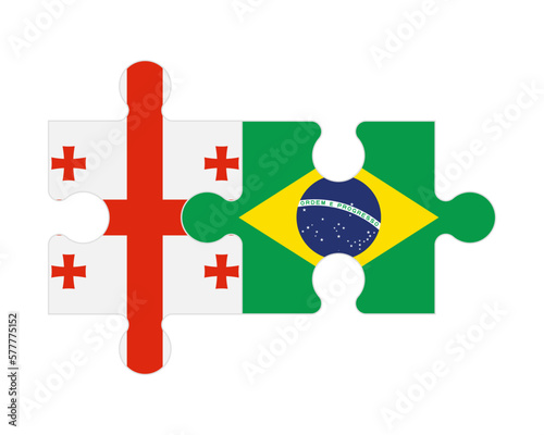 Puzzle of flags of Georgia and Brazil, vector