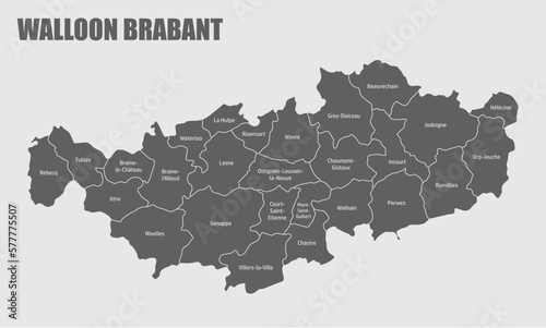 Walloon Brabant administrative map