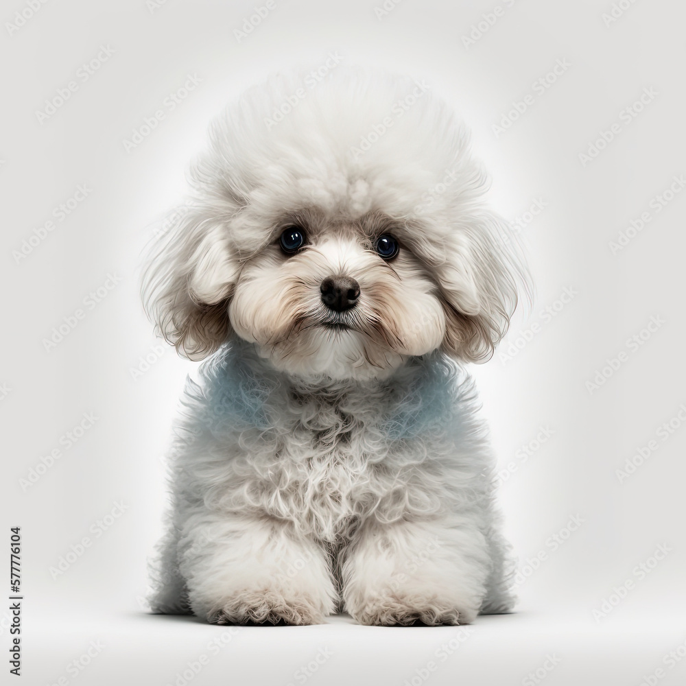 white poodle puppy, cute dog 