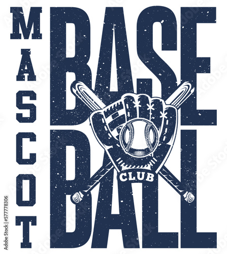 Mascot Baseball Glove Club. Artwork design, illustration for T shirt printing or poster.