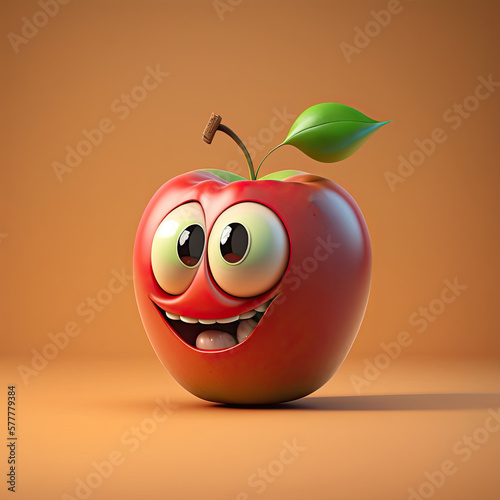 Cute Cartoon Apple Characte...