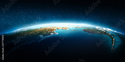 Chukotka and Alaska at night