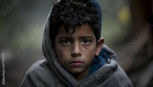 Portrait of a boy in the forest