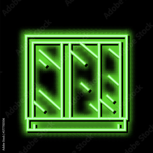 wardrobe mirror neon glow icon illustration