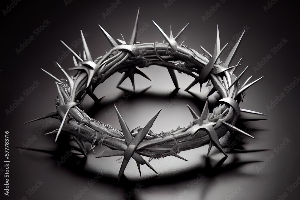Fototapeta premium Exceptional Crown of thorns and nails symbols of the christian in easter, realistic. Generative Ai