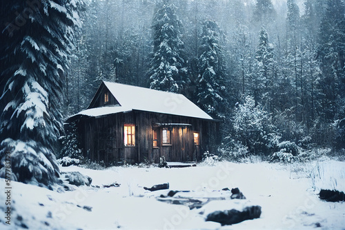 old cabin in the snowy woods © Albert