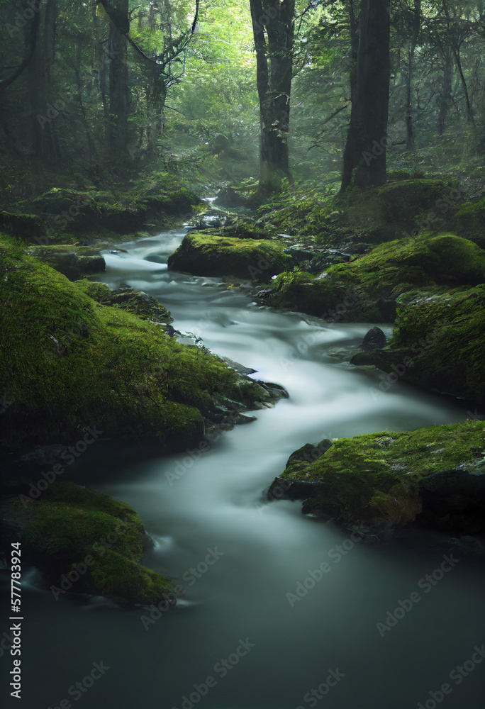 Obraz premium river and waterfall in the forest