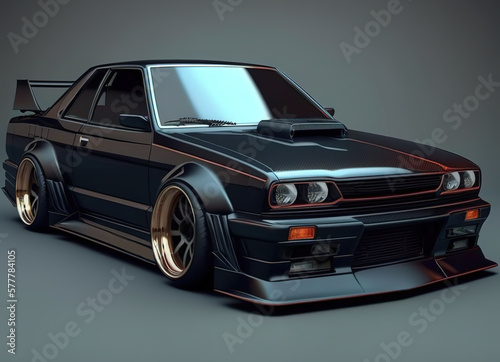 Black retro sports car 
