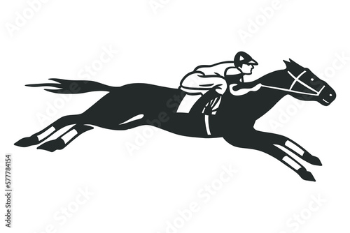 Race horse with jockey - vector illustration